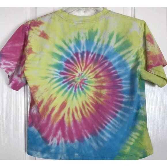 Polaroid Juniors XS Rainbow Tie Dye T-Shirt Short Sleeve Camera Blue Pink Yellow - Picture 4 of 5